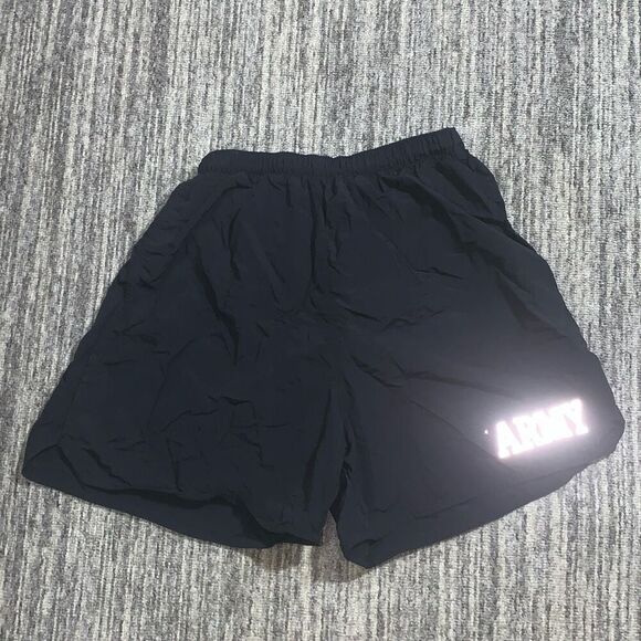 Army Mens Size 24" XS Waist Elastic Waist Shorts Black Lined Drawstring Waist - Picture 1 of 6